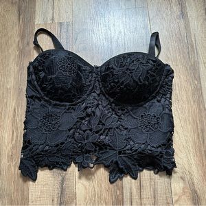 Black Bustier lace eyelet top